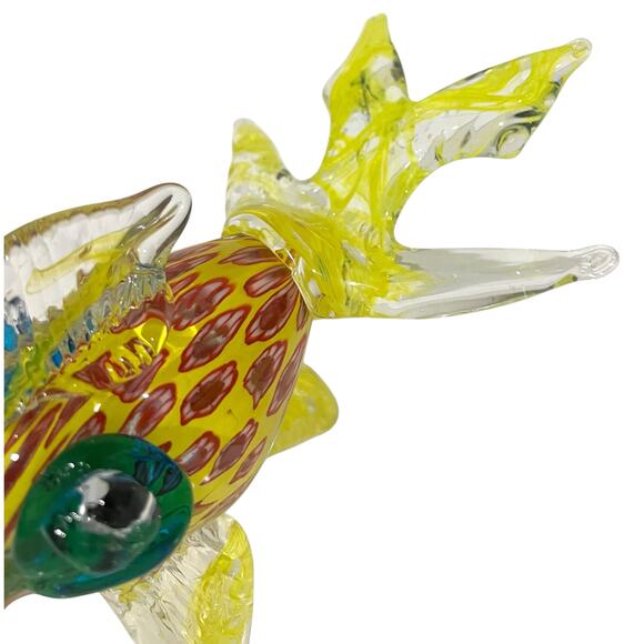 Blown Art Glass Fish Figurine Murano-Style Yellow Green and Red Blue Colorful 7” - Picture 6 of 11